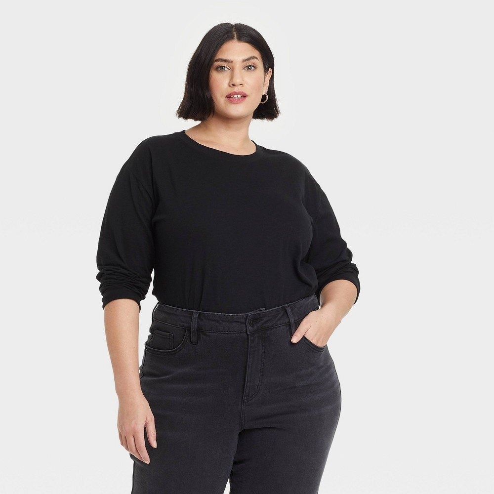 Ava & Viv Womens Long Sleeve T-Shirt Top Crew Neck Casual Everyday - Picture 3 of 5